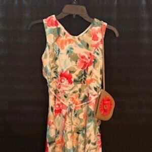 Girls Floral Sleeveless Dress with Lining Size 14